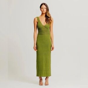Torn by Ronny Kobo Green Sheath Maxi Dress